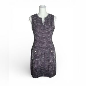 Karl Lagerfeld Purple Tweed Midi Dress EUC Size 8 Preppy Classic designer